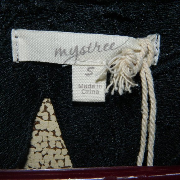 Mystree Lace Cut Out Open Front Cardigan Size Small (FF-9) - Picture 2 of 5